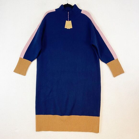 Boden Navy and Pink Long Sleeve Dress - Picture 2 of 8